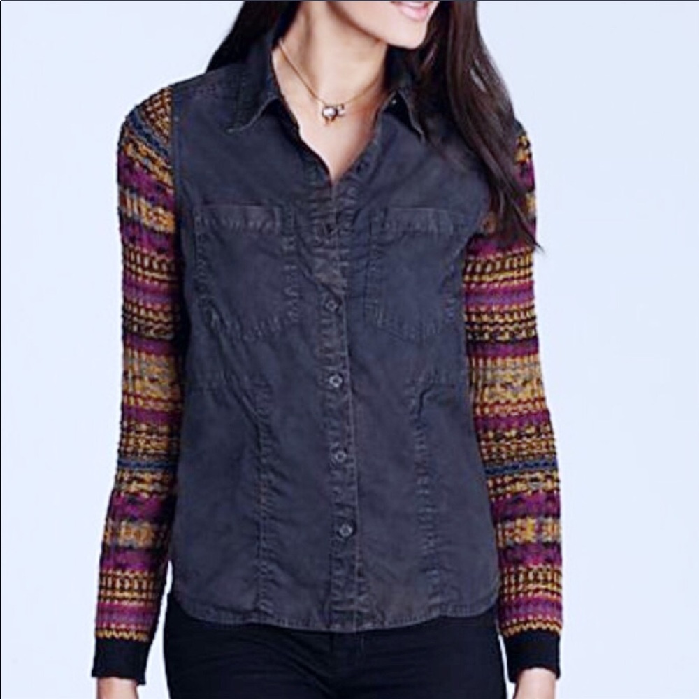 We The Free | Sweater sleeves button down shirt